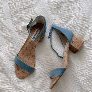 Denim wedge sandals